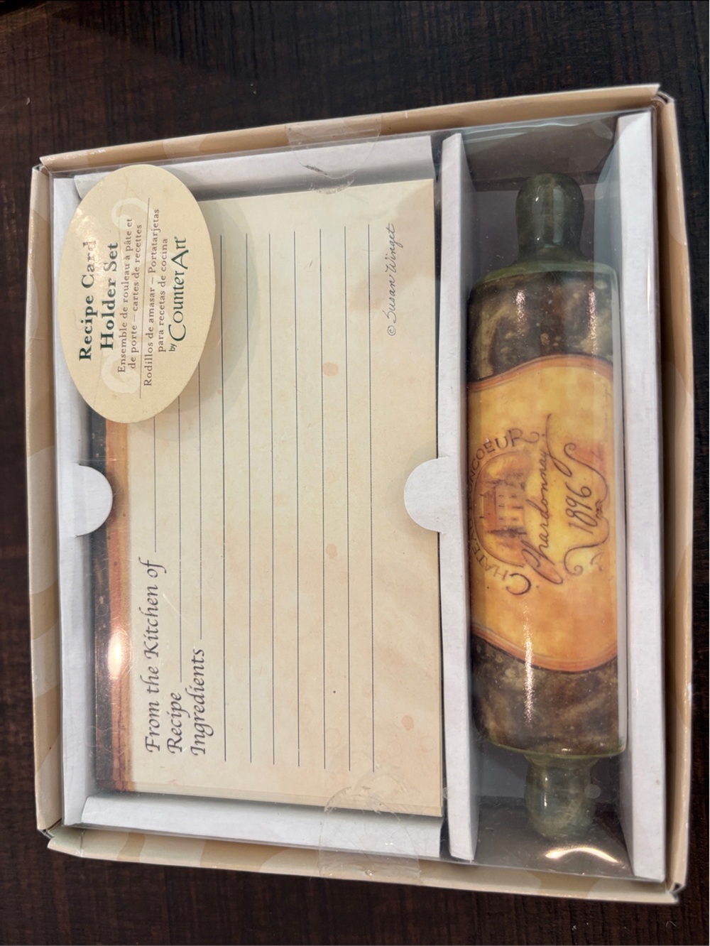 CounterArt Ceramic Rolling Pin Recipe Card Holder Set